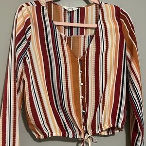 Jack by BB Dakota Multicolor Striped V-Neck Blouse